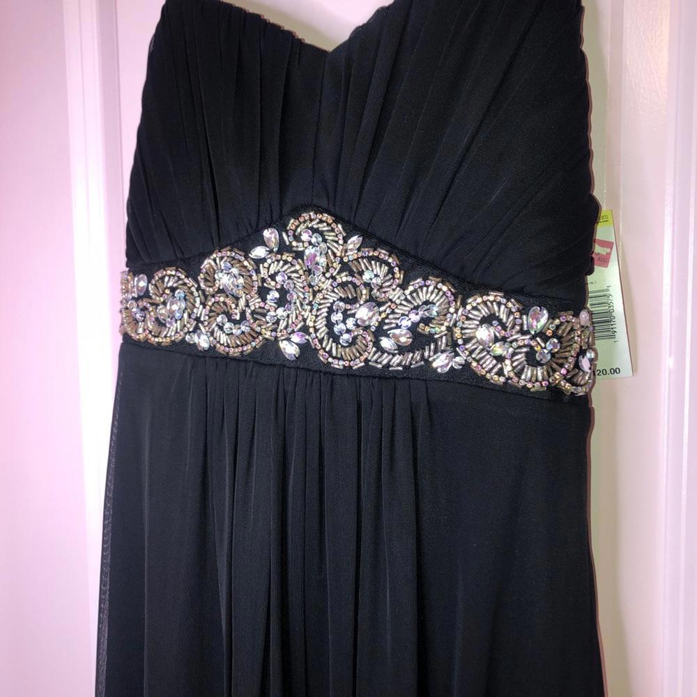 Trixxi Juniors' Black & Silver Jewel Embellished Strapless Prom Dress Gown (NWT)